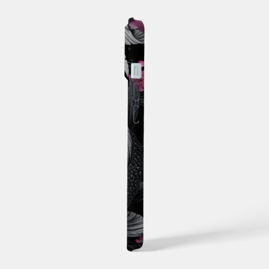 Japanische Koi Fish Dunkle Mode iPhone 15 Hülle (Linke Seite)