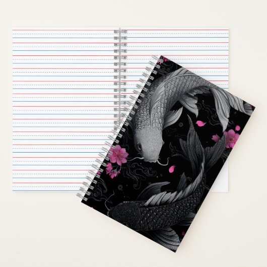 Japanische Koi Fish Dunkle Mode Notizblock (Innen)
