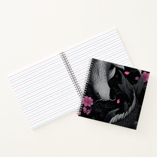 Japanische Koi Fish Dunkle Mode Notizblock (Innenseite)