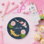Japanische Koi Fish Monogram Initialen Pappteller (Party)