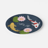 Japanische Koi Fish Monogram Initialen Pappteller (Schrägansicht)