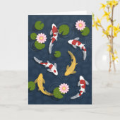 Japanische Koi Fish Pond Blank Karte (Gelbe Blume)