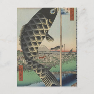 Japanische Koi Hiroshige Fisch Festival Flagge Postkarte