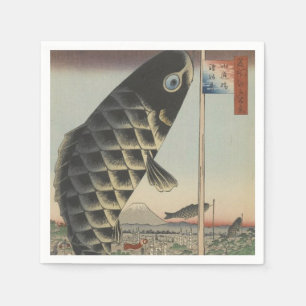 Japanische Koi Hiroshige Fisch Festival Flagge Serviette