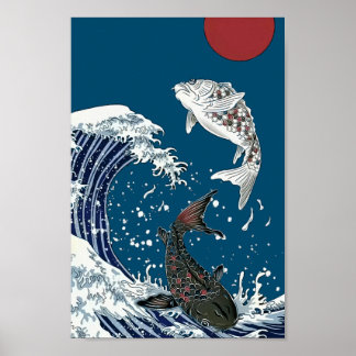 Japanische KOI Kunst, Yinyang Poster