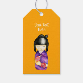 Japanische Kokeshi Doll Wasserfarbenmalerei Geschenkanhänger