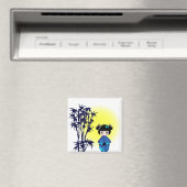 Japanische Kokeshi-Puppe in Bambus bei Sonnenaufga Magnet (In Situ (Geschirrspüler))