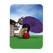 Japanische Kokeshi-Puppe Kirschblüten-Kunst Magnet (Vertikal)