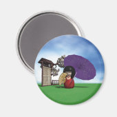 Japanische Kokeshi-Puppe Kirschblüten Kunst Magnet (Vorderseite/Rückseite)