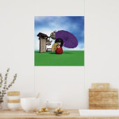 Japanische Kokeshi-Puppe Kirschblüten Kunst Poster (Küche)
