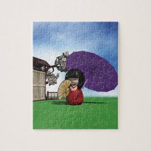 Japanische Kokeshi-Puppe Kirschblüten-Kunst Puzzle