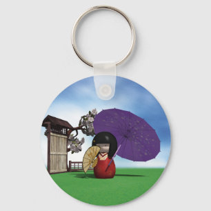 Japanische Kokeshi-Puppe Kirschblüten-Kunst Schlüsselanhänger