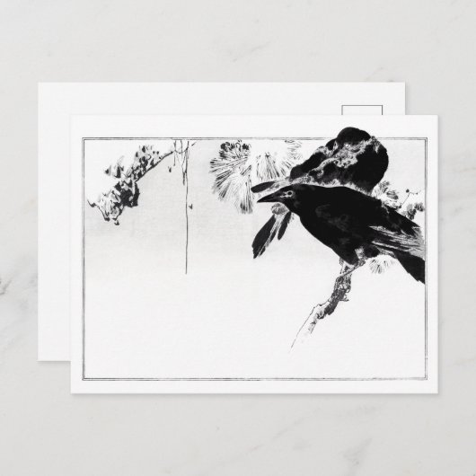 Japanische Krähen auf einem Zweig - Watanabe Seite Postkarte (Vorne/Hinten)