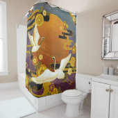 Japanische Kran-Vogel-Illustrationsfläche Duschvorhang (Beispiel)