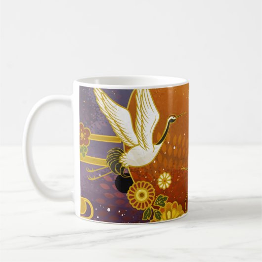 Japanische Kran-Vogel-Illustrationsfläche Kaffeetasse (Links)