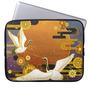 Japanische Kran-Vogel-Illustrationsfläche Laptopschutzhülle