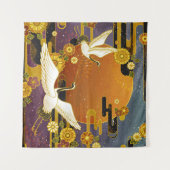 Japanische Kran-Vogel-Illustrationsfläche Wandteppich (Vorderseite (Horizontal))