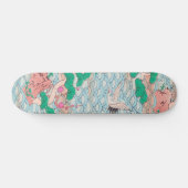 Japanische Krane auf Waves Vintages Muster Skateboard (Horizontal)