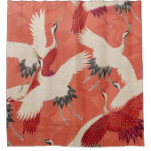 Japanische Krane Burnt Orange Kimono Kunst Duschvorhang (Vorderseite)