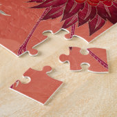 Japanische Krane Burnt Orange Kimono Kunst Puzzle (Seite)