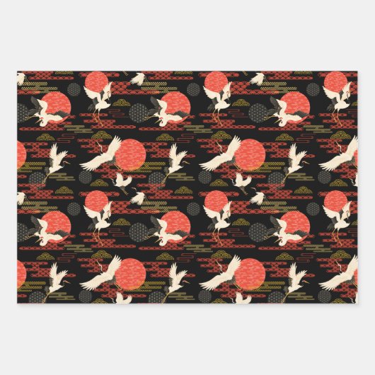 Japanische Krane Geschenkpapier Set (Vorderseite)