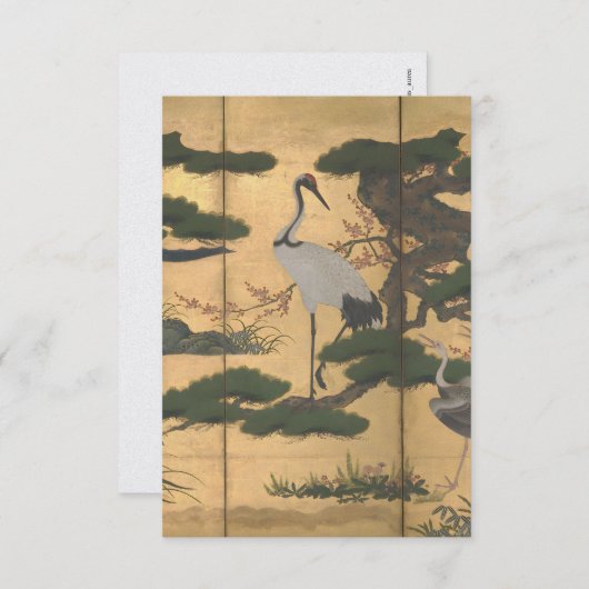 Japanische Krane Gold "Four Seasons" Klassische Ku Dankeskarte (Vorne/Hinten)