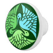 Japanische Krane, Jade Green und Light Blue Keramikknauf (Rechts)