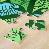 Japanische Krane, Jade Green und Light Blue Puzzle (Seite)