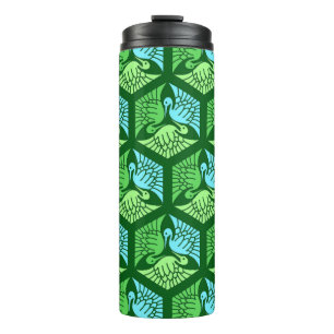 Japanische Krane, Jade Green und Light Blue Thermosbecher