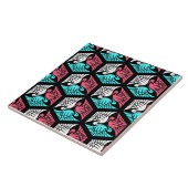 Japanische Krane, Korallen, Türkis und Schwarz Fliese (Seite)