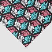 Japanische Krane, Korallen, Türkis und Schwarz Seidenpapier (Ausschnitt)