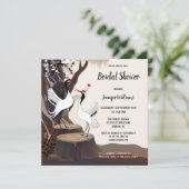 Japanische Krane Love Bird Bridal Dusche Einladung (Stehend Vorderseite)