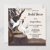 Japanische Krane Love Bird Bridal Dusche Einladung (Vorderseite)