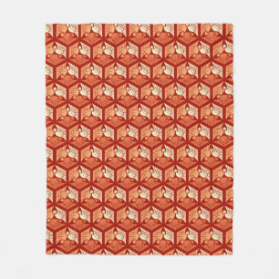 Japanische Krane, Mandarin und leichte Orange Fleecedecke