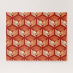Japanische Krane, Mandarin und leichte Orange Puzzle