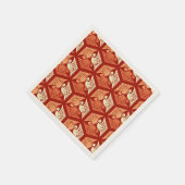 Japanische Krane, Mandarin und leichte Orange Serviette (Ecke)