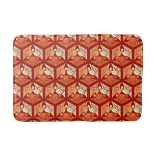 Japanische Kräne, Mandarine und Hellorangees Badematte