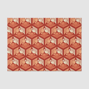 Japanische Kräne, Mandarine und Hellorangees Seidenpapier