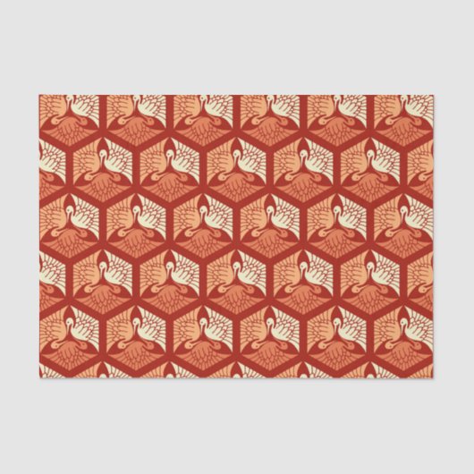 Japanische Kräne, Mandarine und Hellorangees Seidenpapier (Vorderseite)