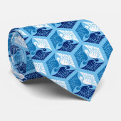 Japanische Kräne, Marine, Weiß und hellblaues Krawatte (Gerollt)