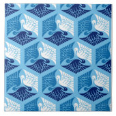 Japanische Krane, Marine, Weiß und Light Blue  Fliese (Vorderseite)