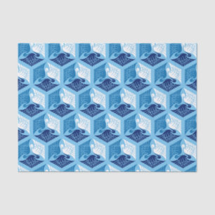 Japanische Krane, Marine, Weiß und Light Blue Seidenpapier