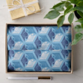 Japanische Krane, Marine, Weiß und Light Blue Seidenpapier (Geschenk)