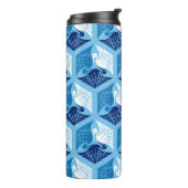 Japanische Krane, Marine, Weiß und Light Blue Thermosbecher (Nach links gedreht)