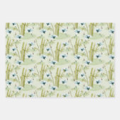 Japanische Krane mit Bambusmuster Geschenkpapier Set (Vorderseite)