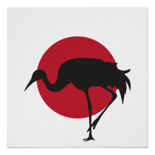 Japanische Krane Nationale Tierflagge Poster