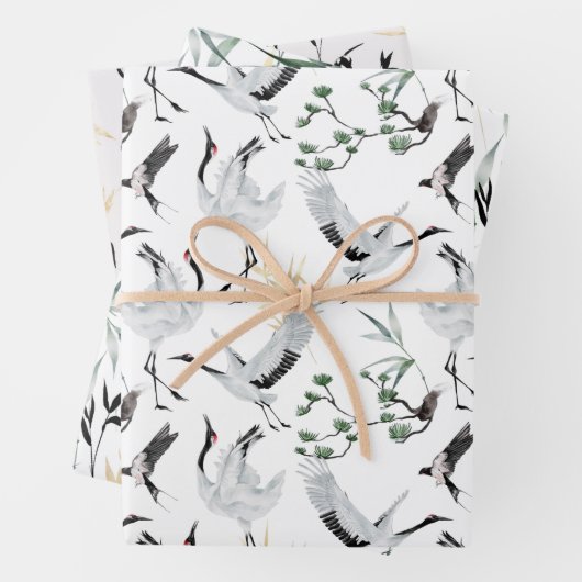 Japanische Krane Pflanze Geschenkpapier Set (Beispiel)