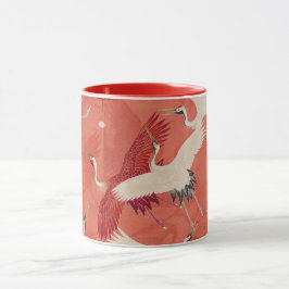 Japanische Krane Red Kimono Zwei-Tonen-Tasse Tasse