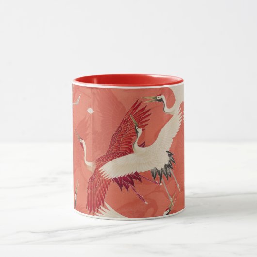 Japanische Krane Red Kimono Zwei-Tonen-Tasse Tasse (Zentrum)