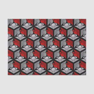 Japanische Krane, rot, grau/grau und schwarz Seidenpapier